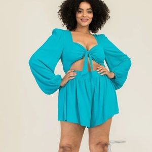 The Sang AQUA TIE FRONT ROMPER